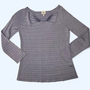 Vintage Designer - Armani Collezioni 100% Silk Ribbed Lavender Top, Size 4